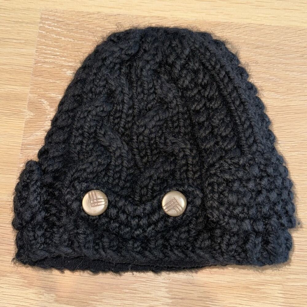 Nobis Unisex Wool Cable Knit Beanie Hat Cap Black O/S